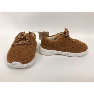 Baby Gap Fuzzy Sneakers Shoes Sherpa Brown Lisa Size 5 18 To 24 Months